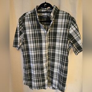 Chaps Black and White Casual Button Down Shirt